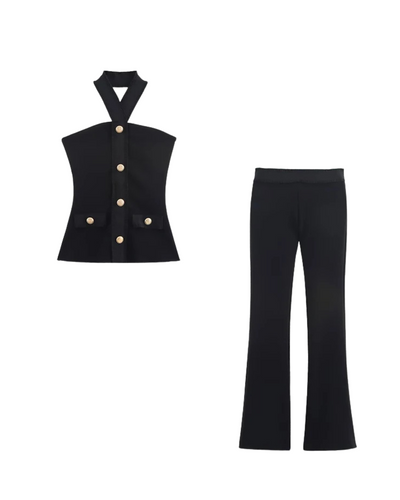 Nouvelle | Halter Top & Flare Trousers Set