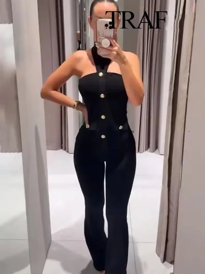 Nouvelle | Halter Top & Flare Trousers Set