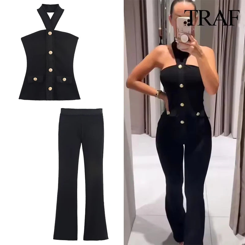 Nouvelle | Halter Top & Flare Trousers Set