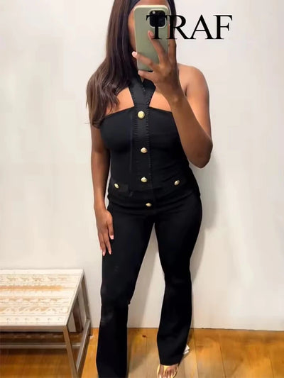 Nouvelle | Halter Top & Flare Trousers Set